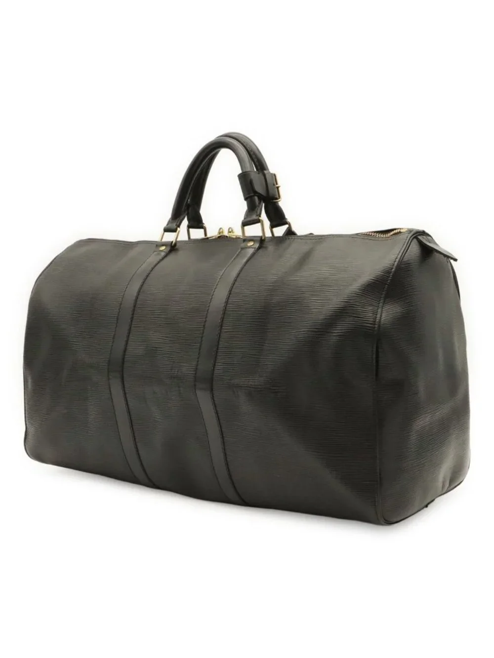 Louis Vuitton Epi Keepall 50 Boston Bag Purse Leather Noir Black Gold